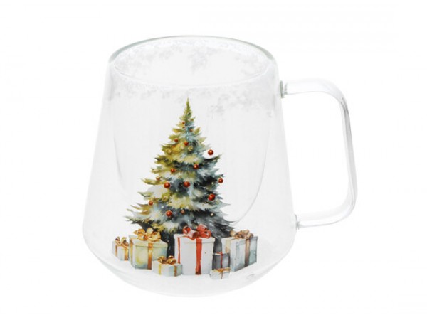 Dubbelwandig glas  "Baba" kerstboom met sneeuw