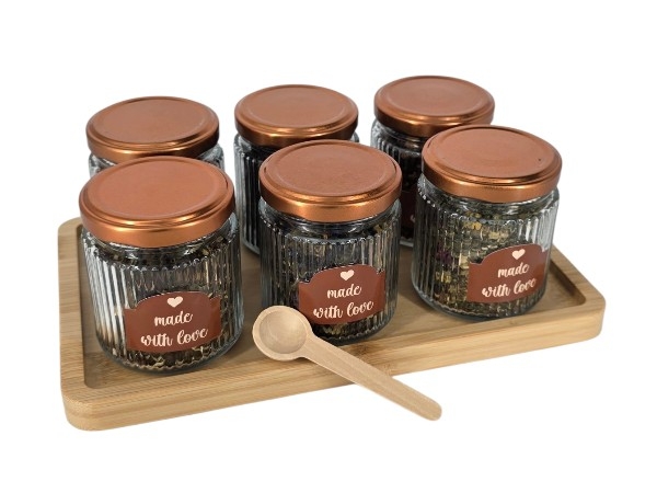 Bamboe Houten Theeplateau Gevuld met verse thee